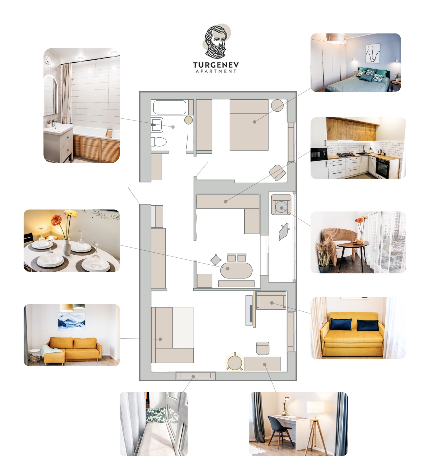Turgenev Family Apartment Стиль и комфорт у моря